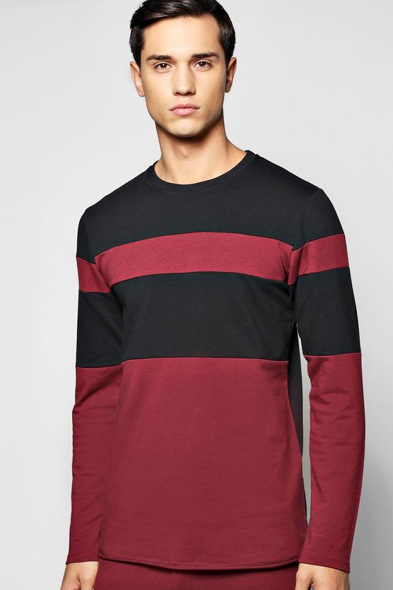 Longline Panel Sweatshirt with Raw Edges